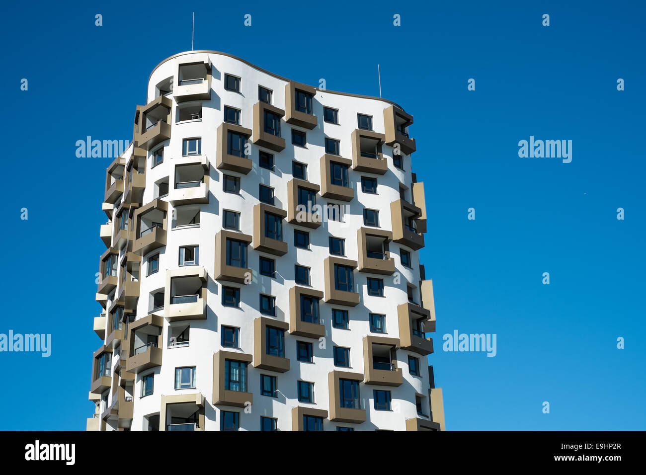 The residence tower 'Isarbelle' located in a development area in Munich, Germany. Stock Photo