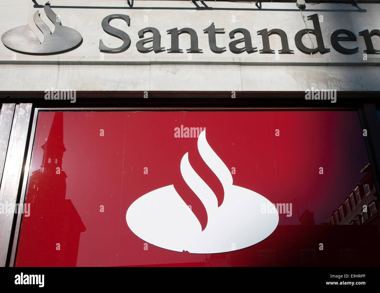 Logo on branch of Santander Spanish bank in Central London Stock Photo Alamy