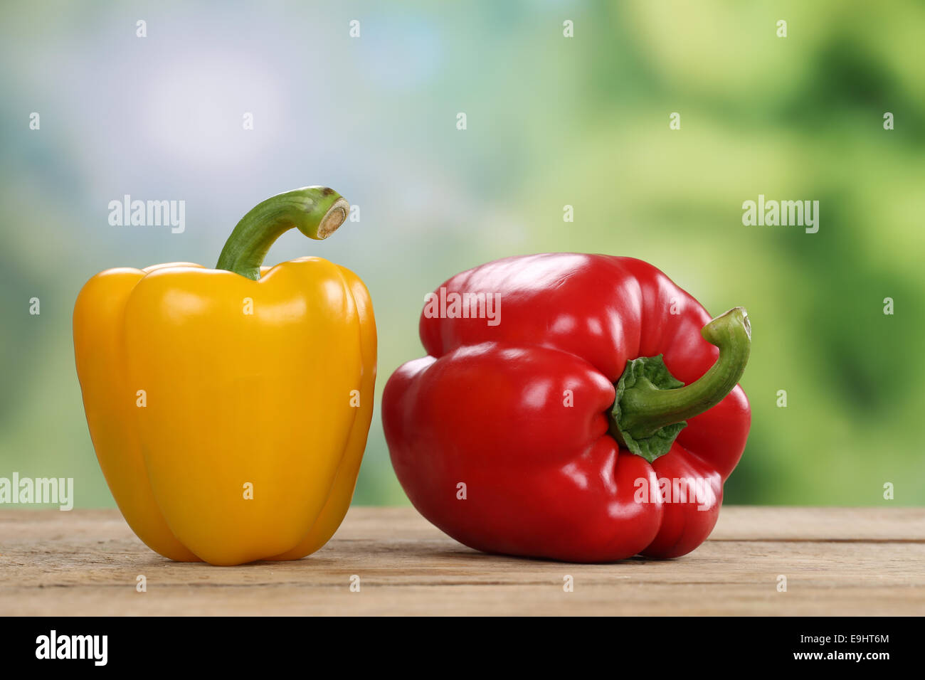 Fresh red pepper or paprika vegetables in summer with copyspace Stock Photo