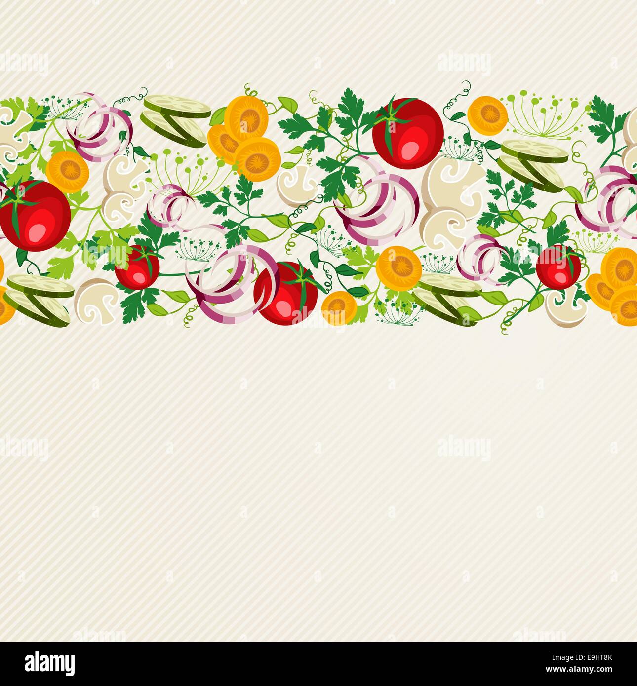 Colorful healthy food seamless pattern banner design for natural meals restaurant. EPS10 vector file organized in layers for eas Stock Photo