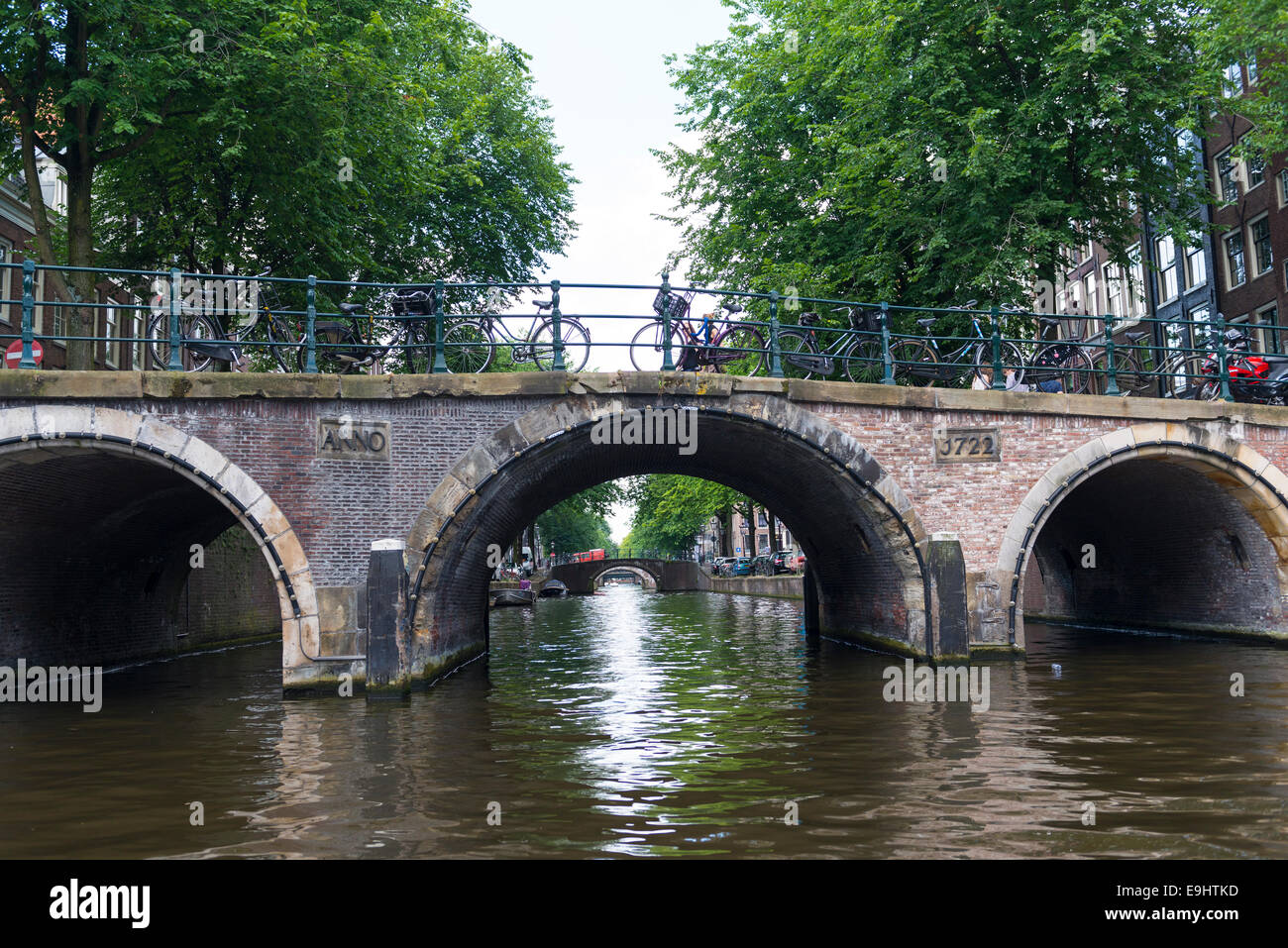 The Five bridges over the Reguliersgracht canal in Amsterdam, Holland Stock Photo