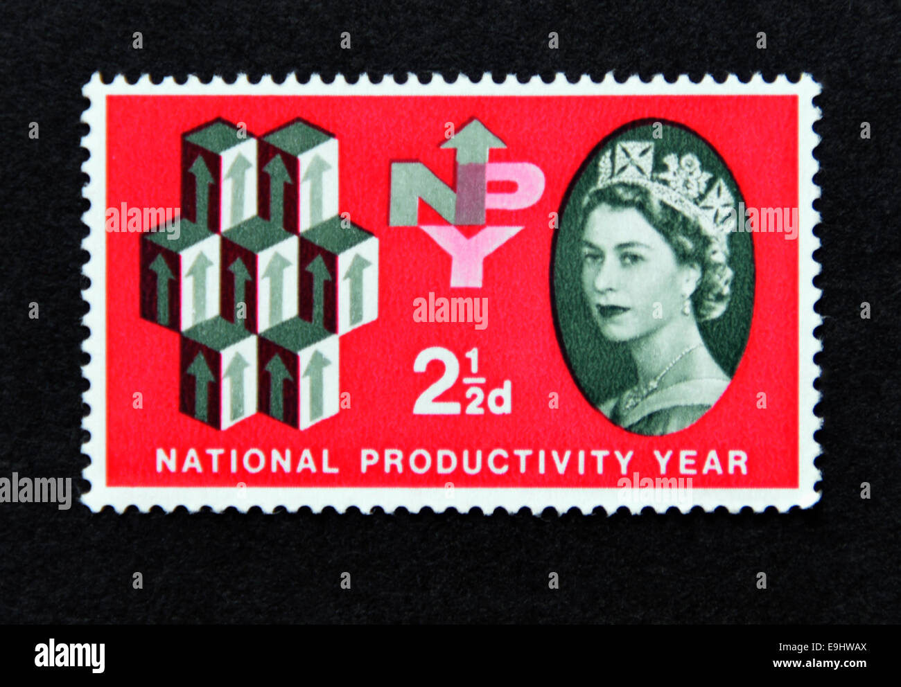 Postage stamp. Great Britain. Queen Elizabeth II. National Productivity Year (NPY). 1962. Stock Photo