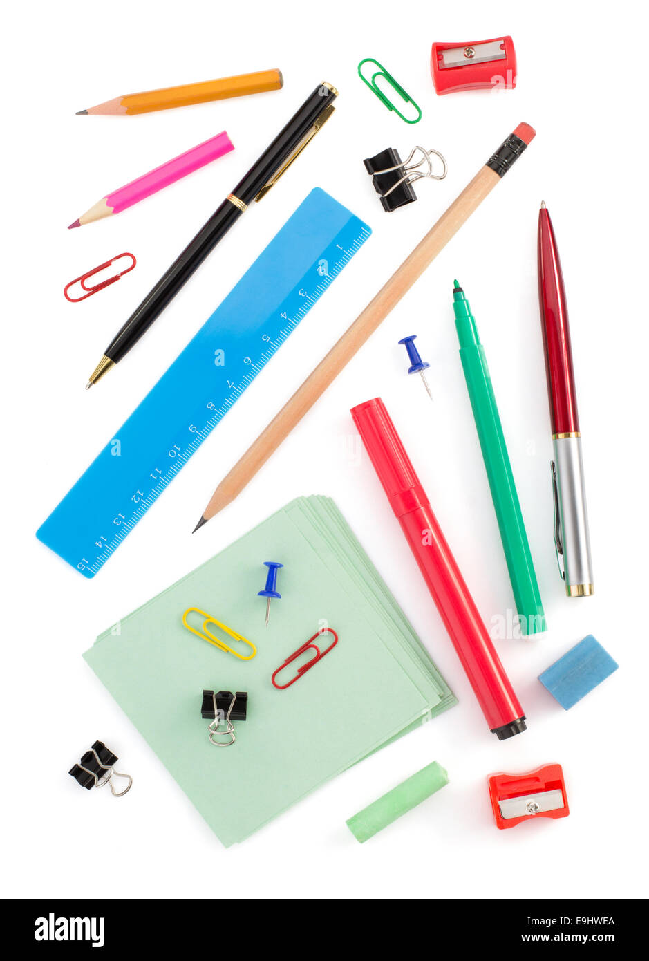 school supplies isolated on white background Stock Photo - Alamy