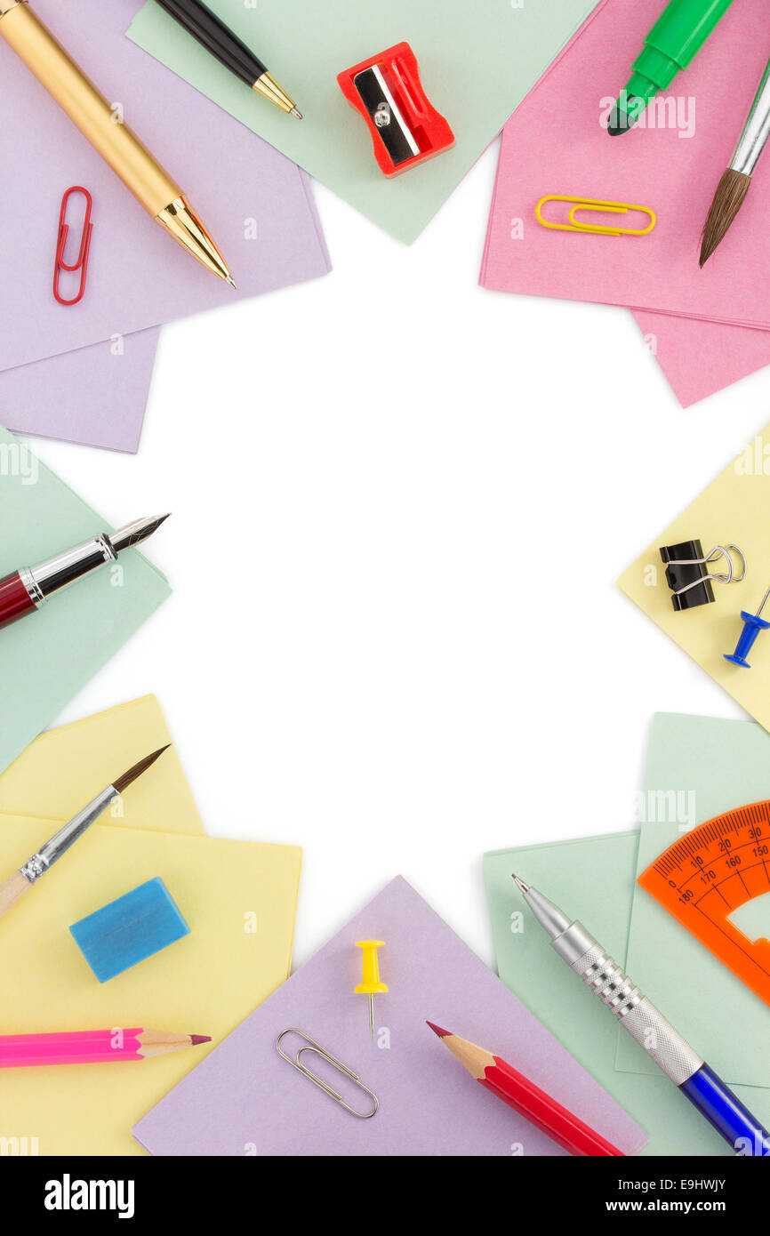 school supplies isolated on white background Stock Photo - Alamy