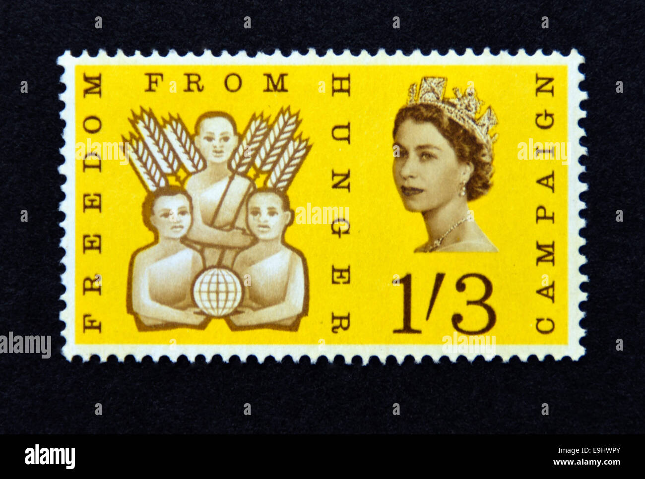 Postage stamp. Great Britain. Queen Elizabeth II.  Freedom From Hunger Campaign. 1963. Stock Photo