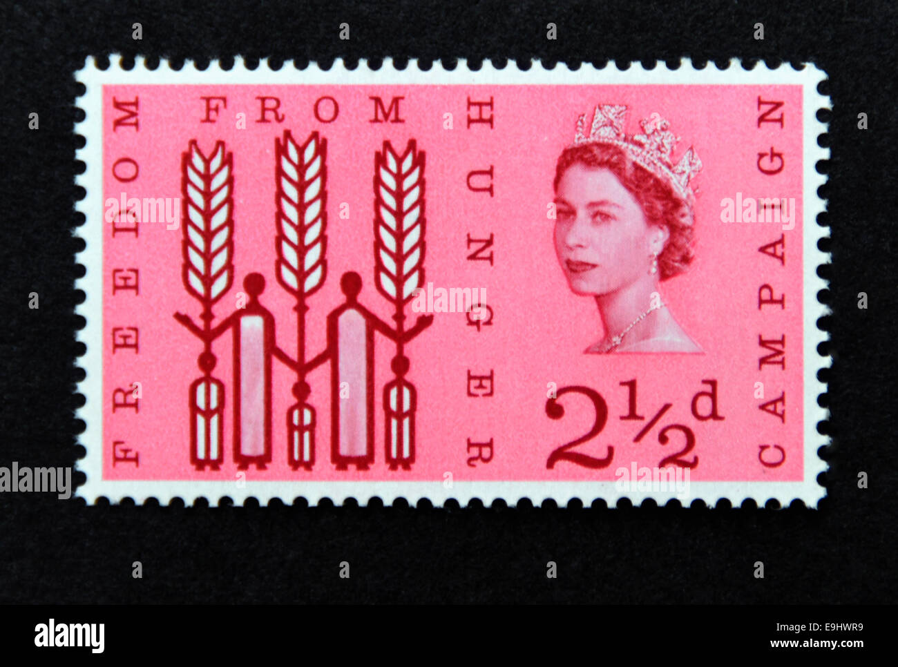 Postage stamp. Great Britain. Queen Elizabeth II.  Freedom From Hunger Campaign. 1963. Stock Photo