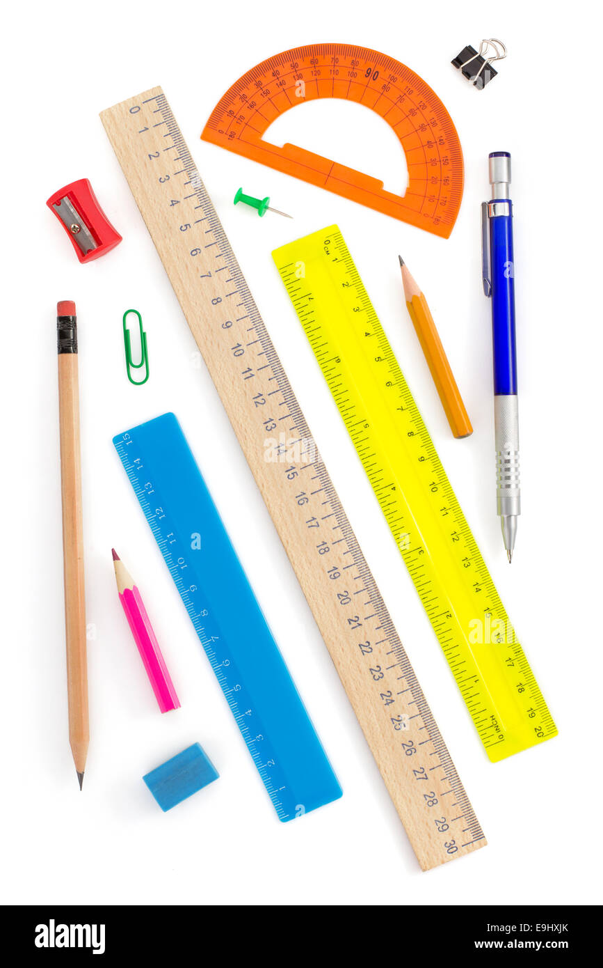 school supplies isolated on white background Stock Photo - Alamy