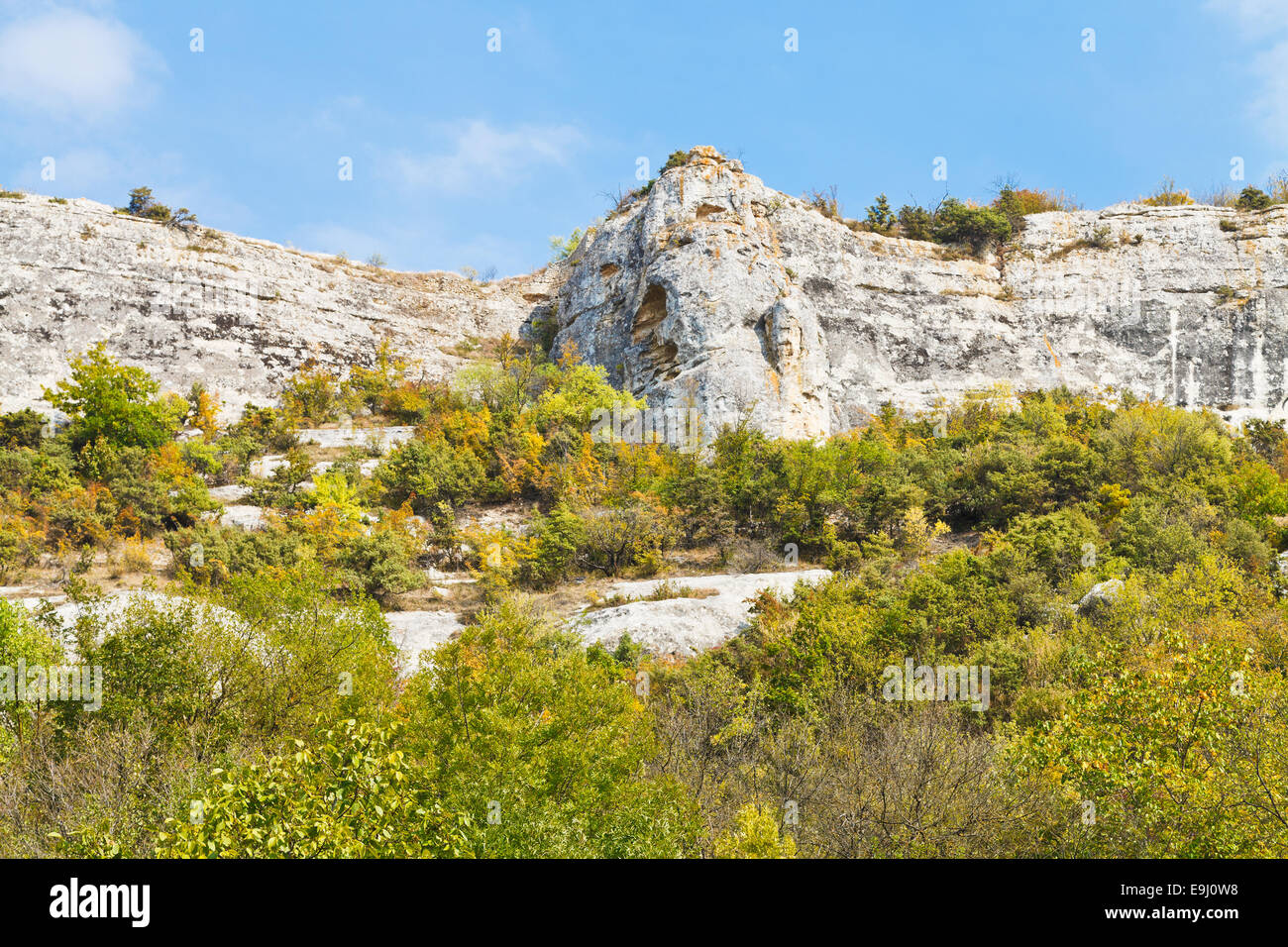 rocks in gorge mariam-dere in Crimean mountains in autumn Stock Photo