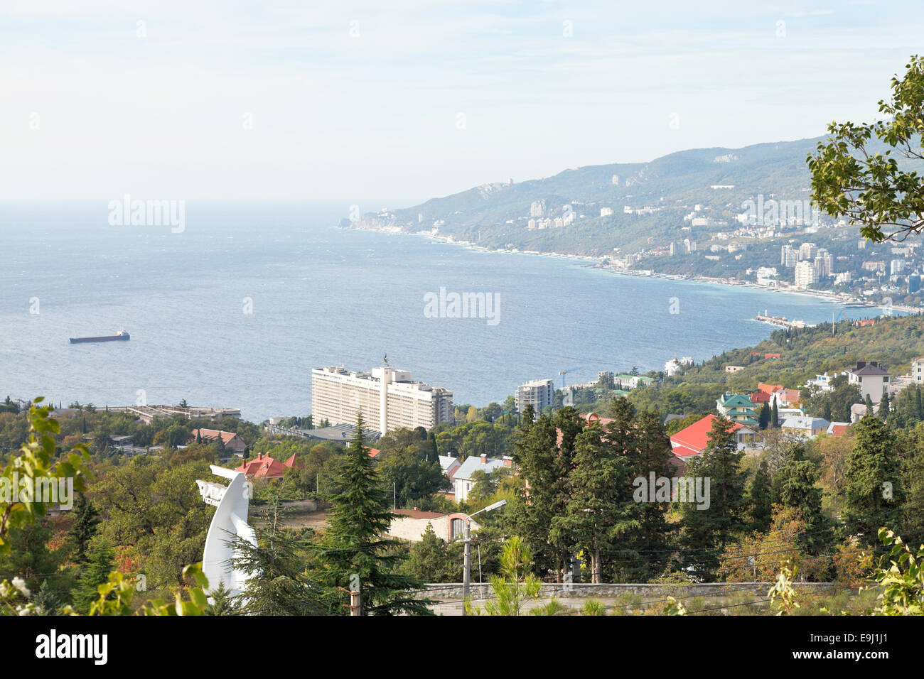 View of Yalta city from Massandra region in Crimea Stock Photo