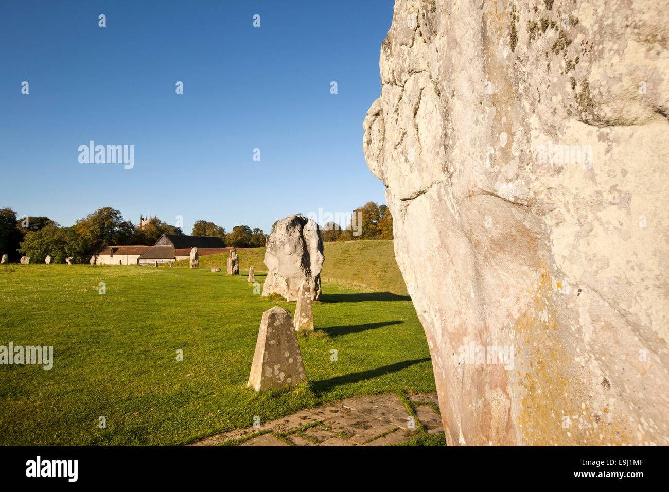 UK, England, Wiltshire, Avebury, stones in northern part of main henge near the village church Stock Photo