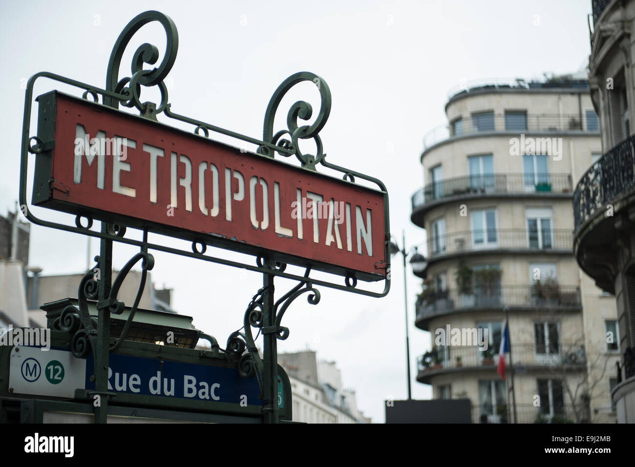 beautiful art nouveau paris metro signs for the public transport underground stations Stock Photo