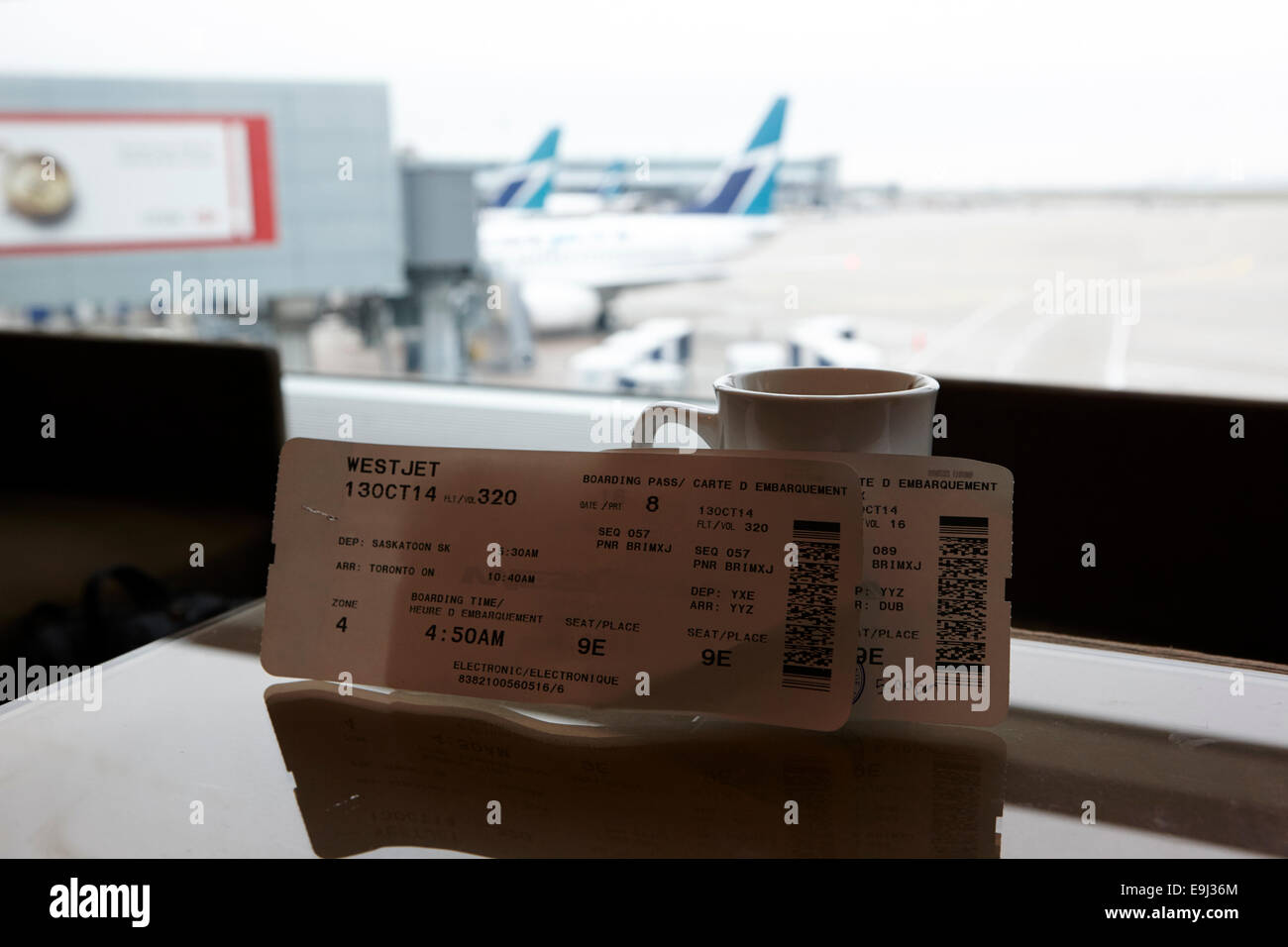 boarding cards in airport business lounge in canada Stock Photo Alamy
