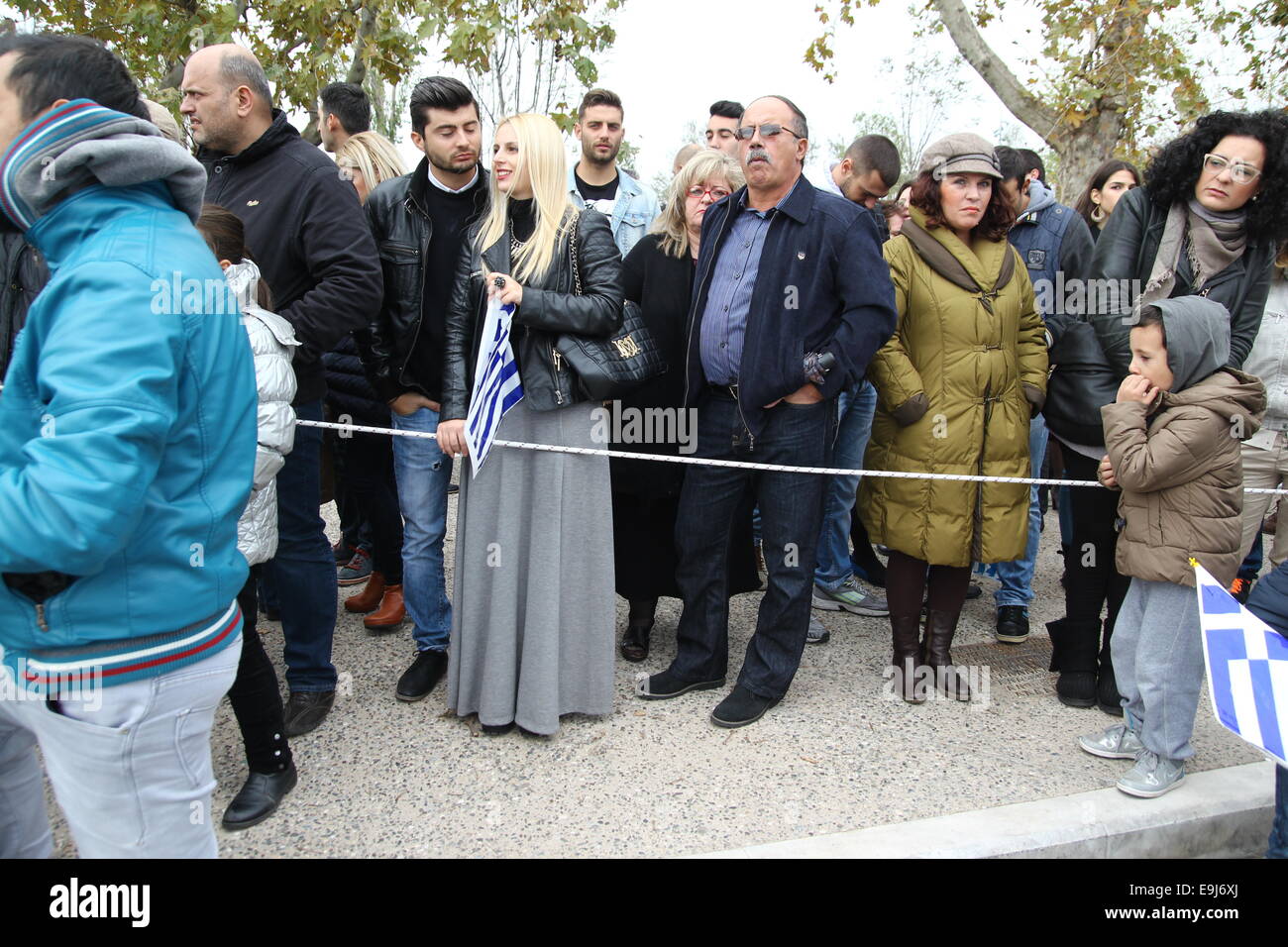 Thessaloniki, Greece, 28th October, 2014. Greece marked the national holiday of the "OHI Day" (No Day) with parades held nationwide to commemorate the country's refusal to side with then Nazi Germany and fascist Italy during World War II on Oct. 28, 1940.  Credit:  Orhan Tsolak /Alamy Live News Stock Photo