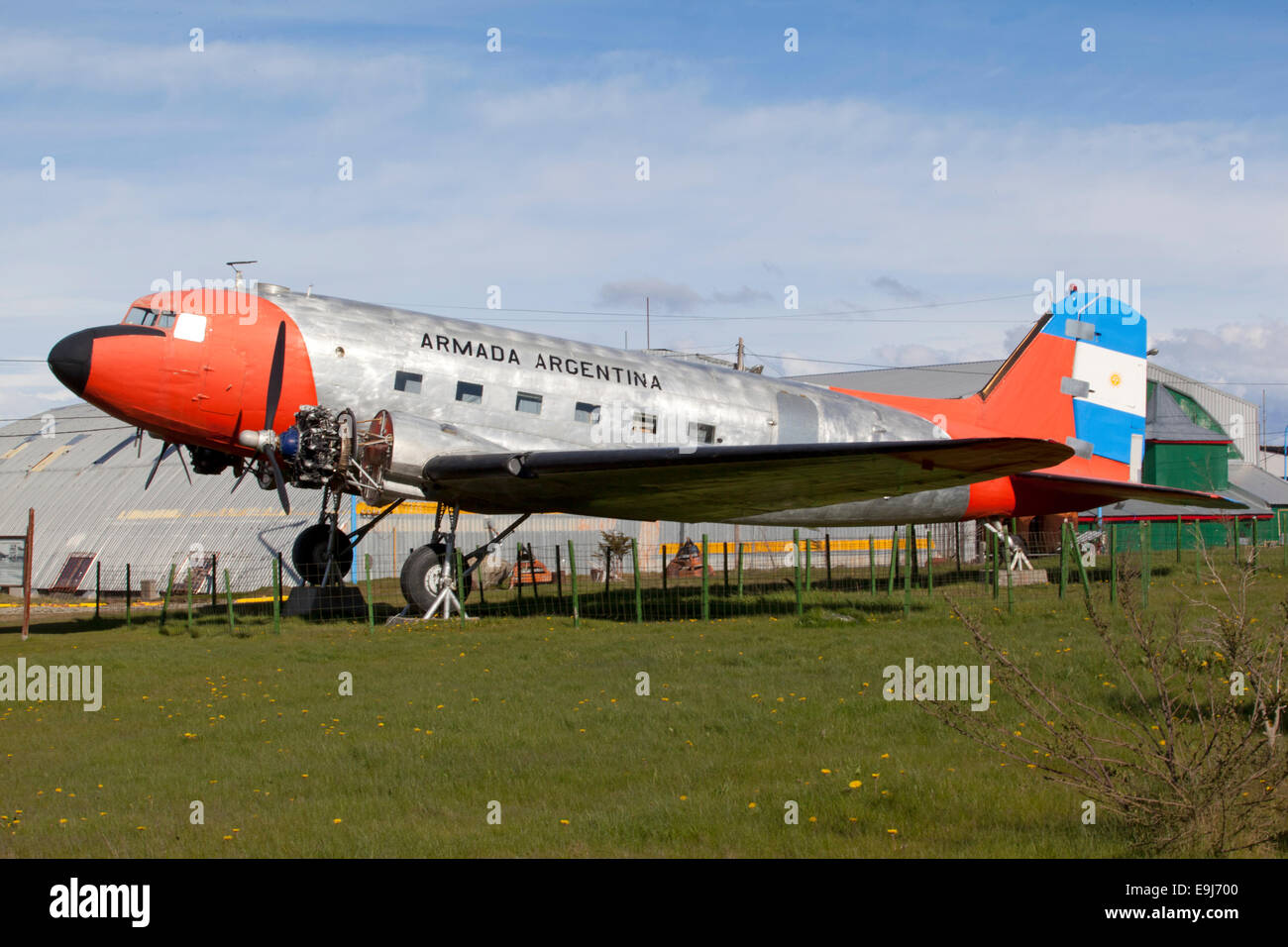 Military Argentinian airplane. Ushuaia, Tierra del Fuego, Argentina. Stock Photo
