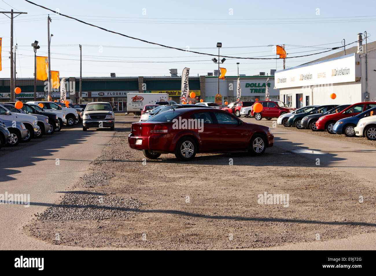 used car lot Saskatchewan Canada Stock Photo