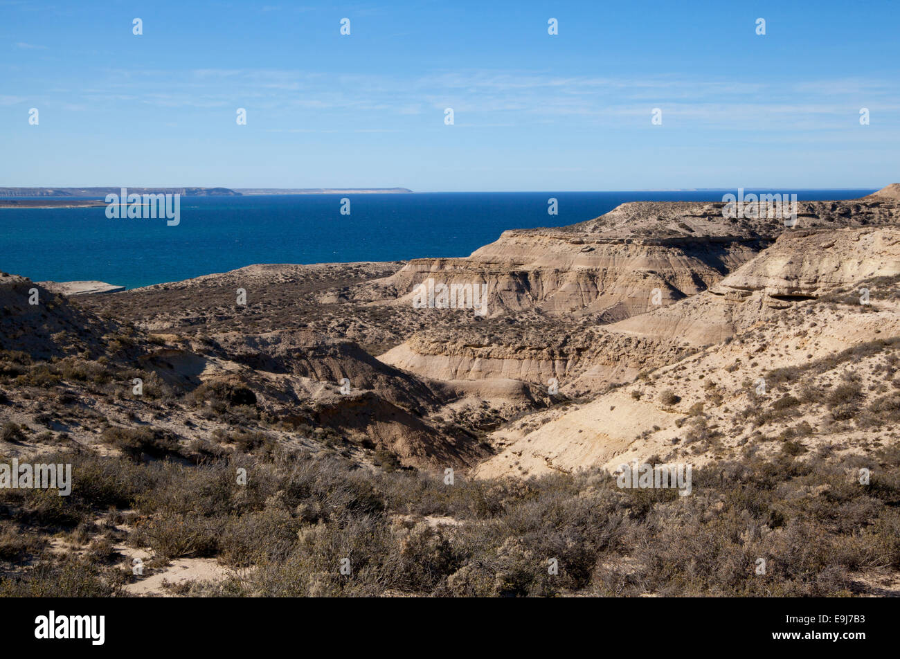 Coastal land near Puerto Piramides. Peninsula Valdes, Chubut, Argentina. Stock Photo