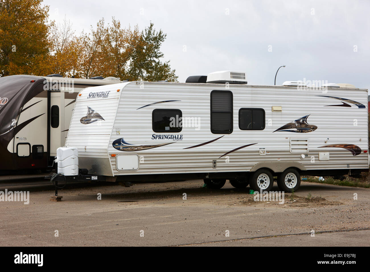 used rv trailer dealership Saskatchewan Canada Stock Photo