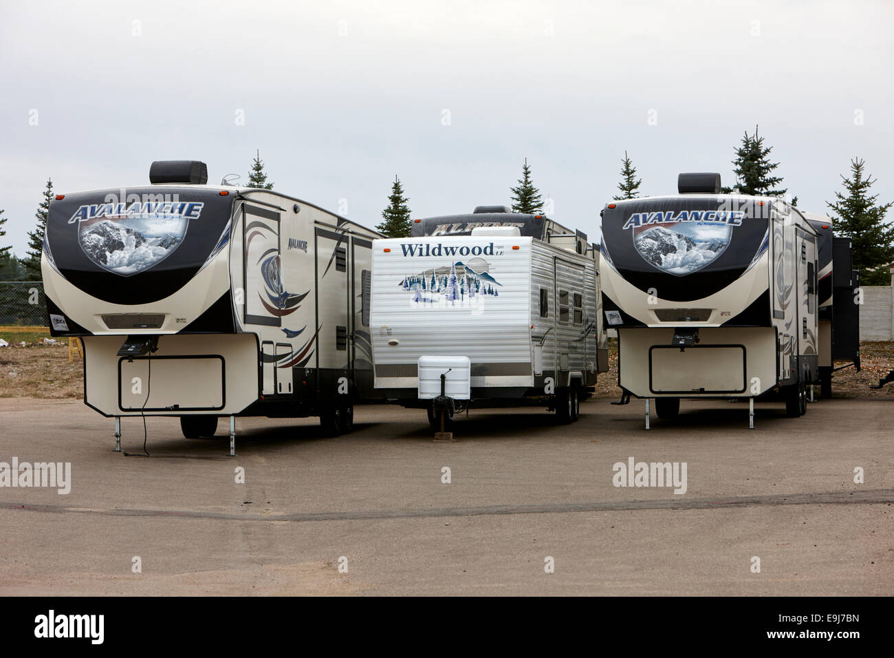 used rv trailer dealership Saskatchewan Canada Stock Photo