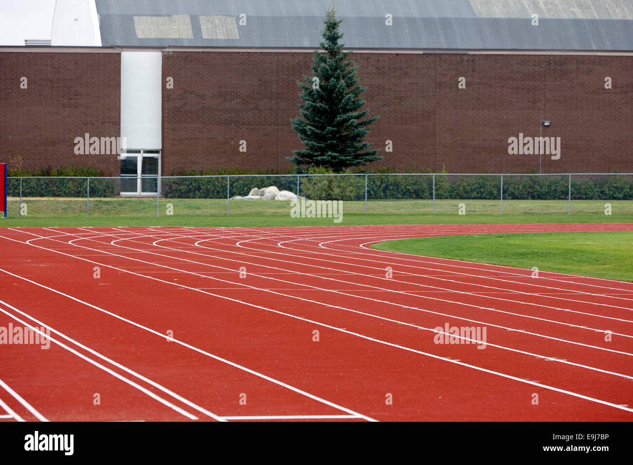 high school running athletics track Saskatchewan Canada Stock Photo