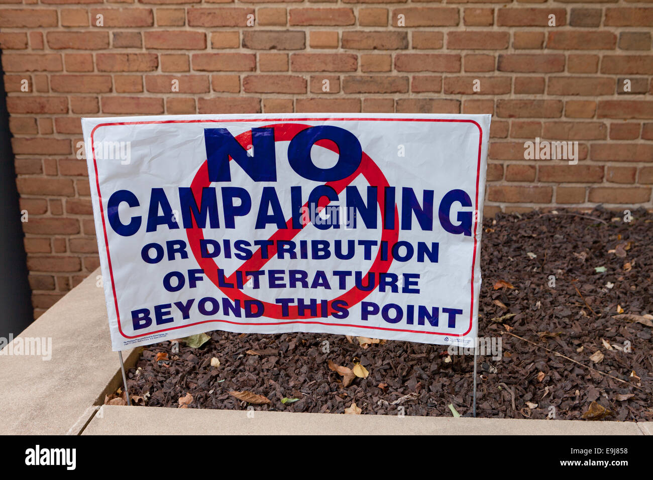 No Campaigning sign - Alexandria, Virginia USA Stock Photo