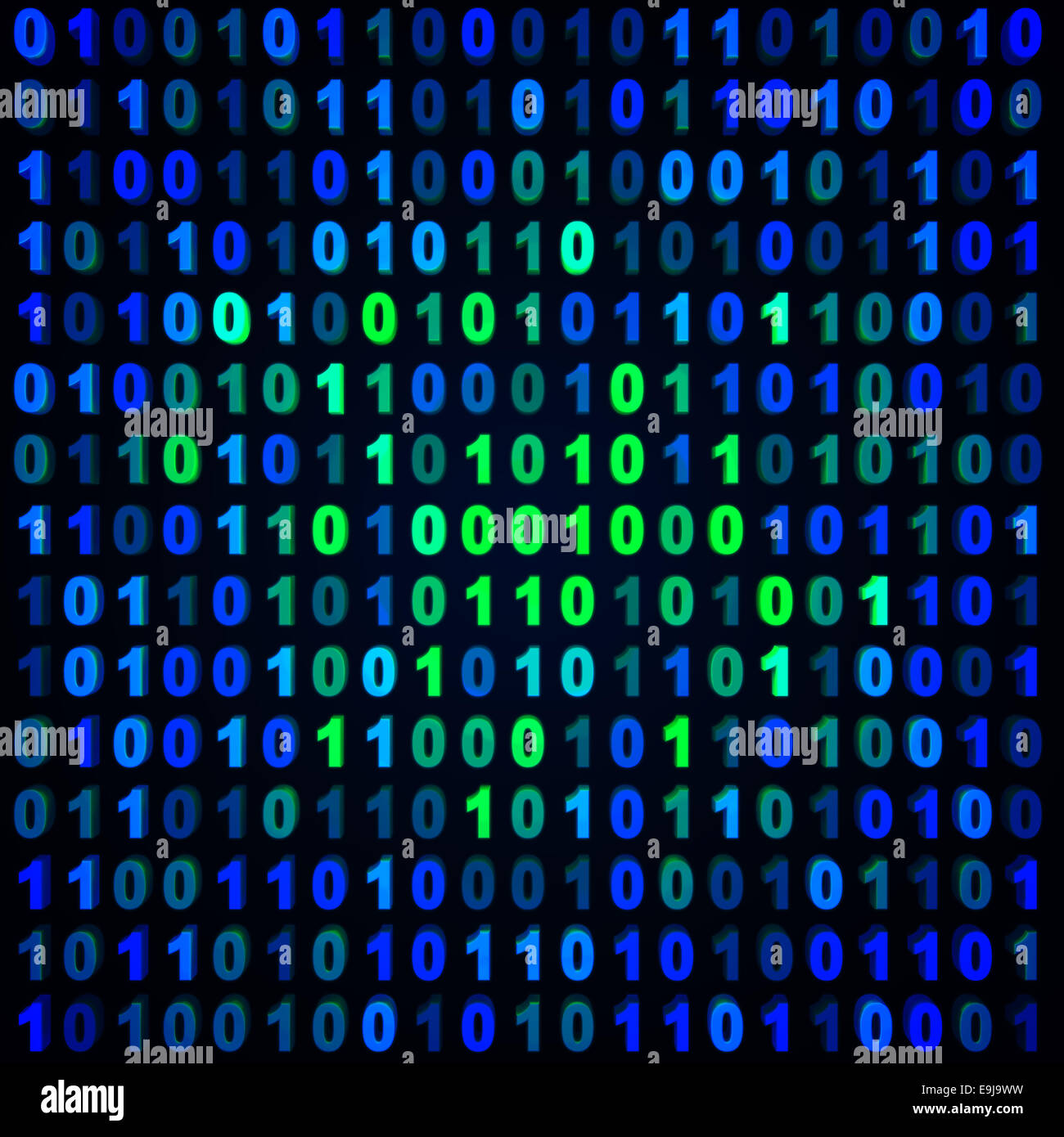 Blue & green binary background Stock Photo