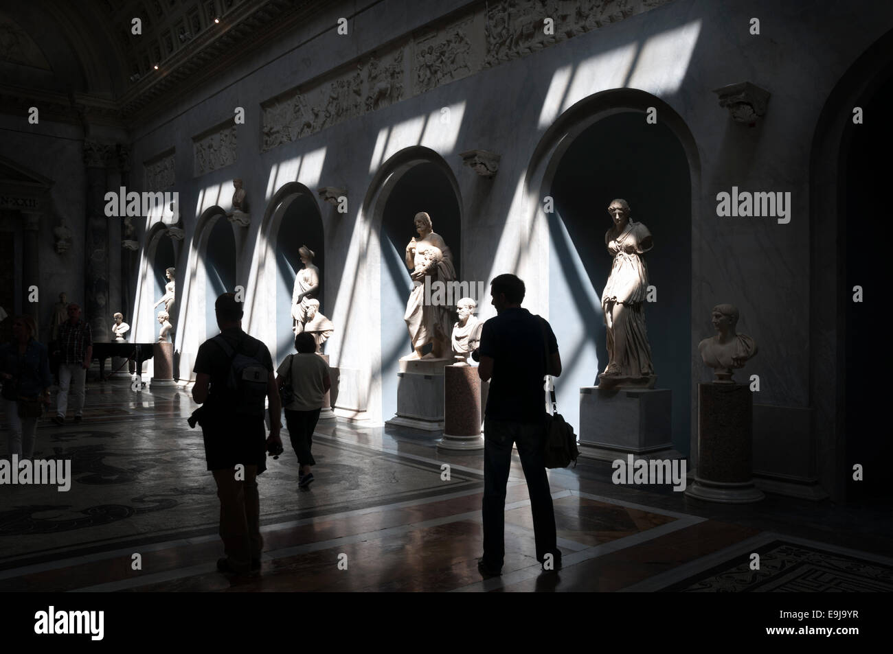 Rome, Italy - May 16, 2012: Visitors at Vatican Museums, The New Wing ( Braccio Nuovo) Stock Photo