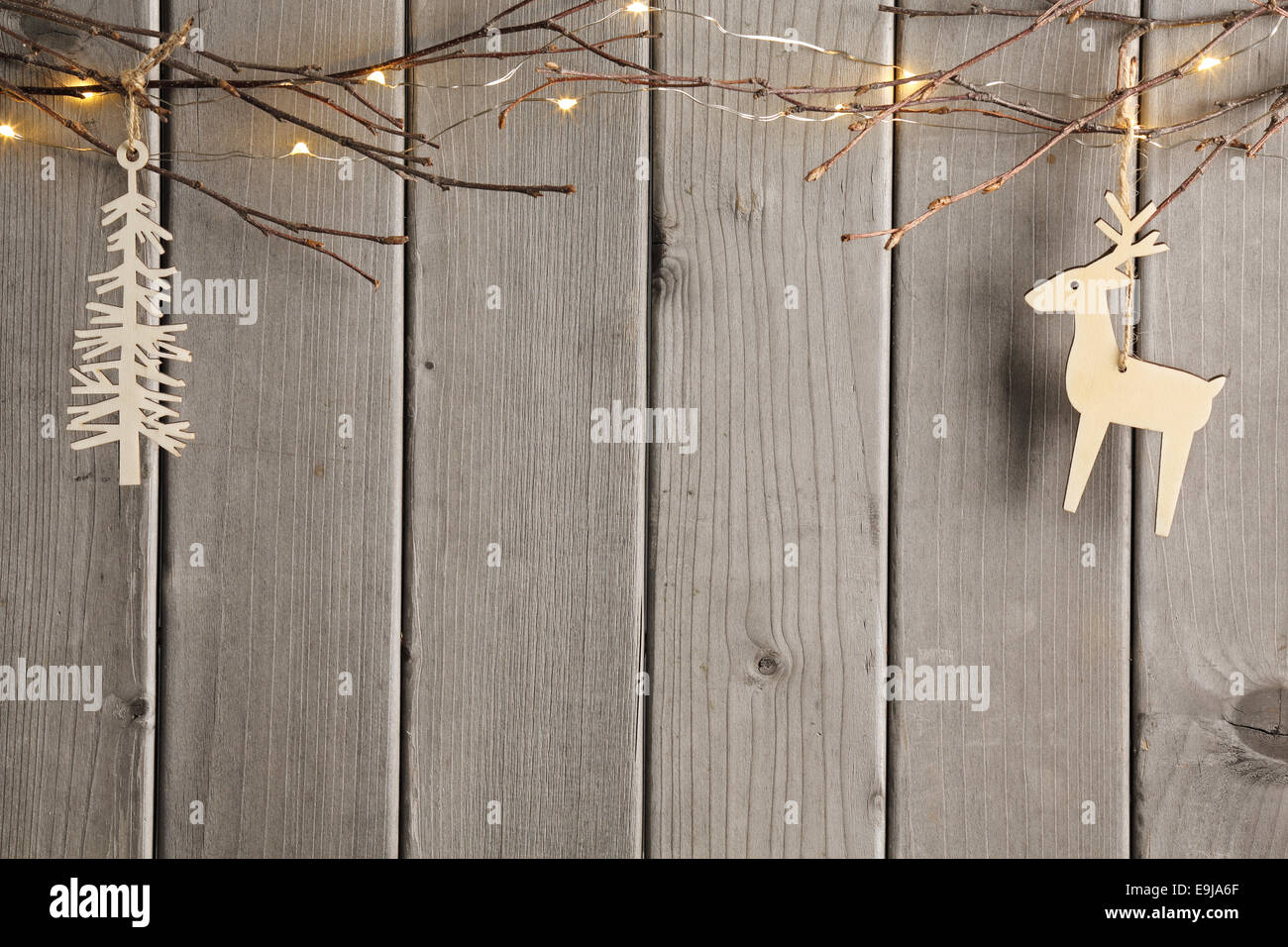 Christmas decoration over wooden background Stock Photo