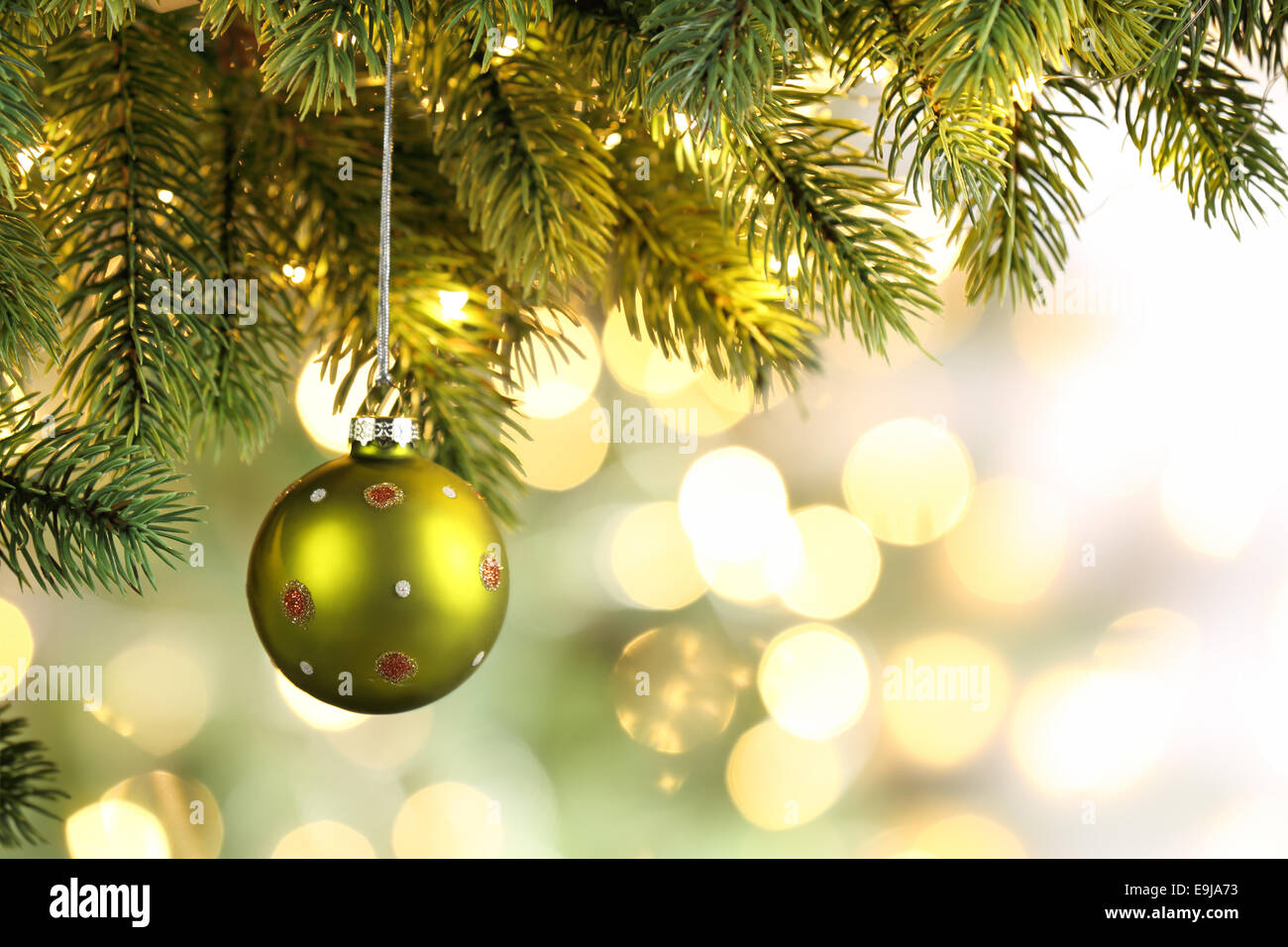 Closeup on Christmas tree decoration over festive background Stock Photo