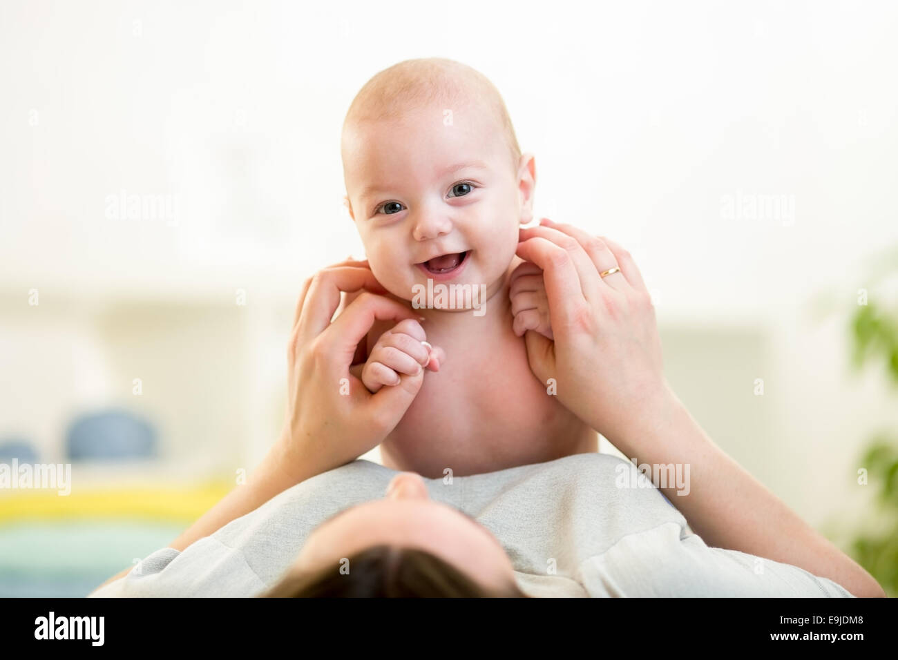 happy mother with baby Stock Photo