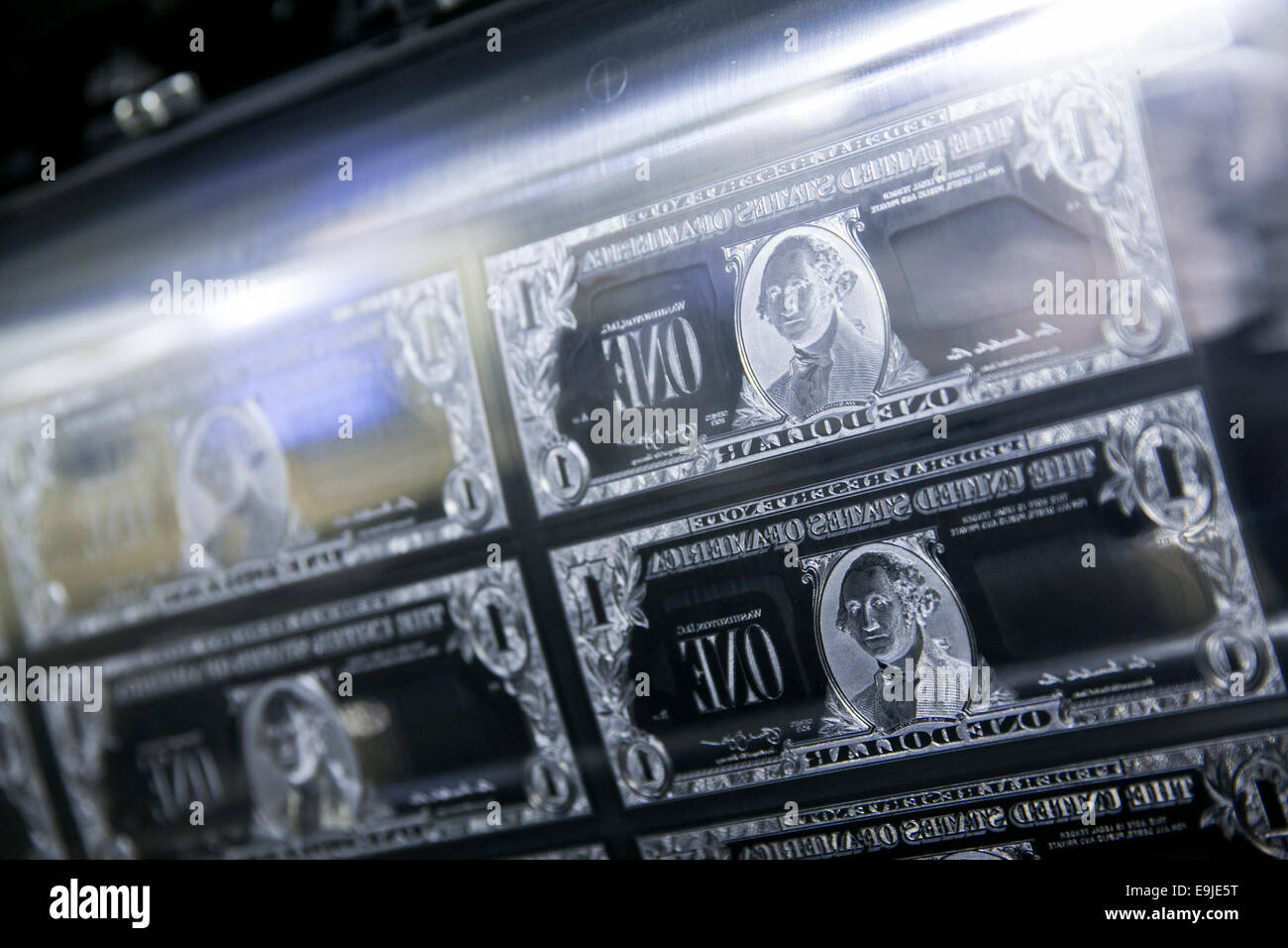 The metal printing plates of United States One Dollar (1) bills during