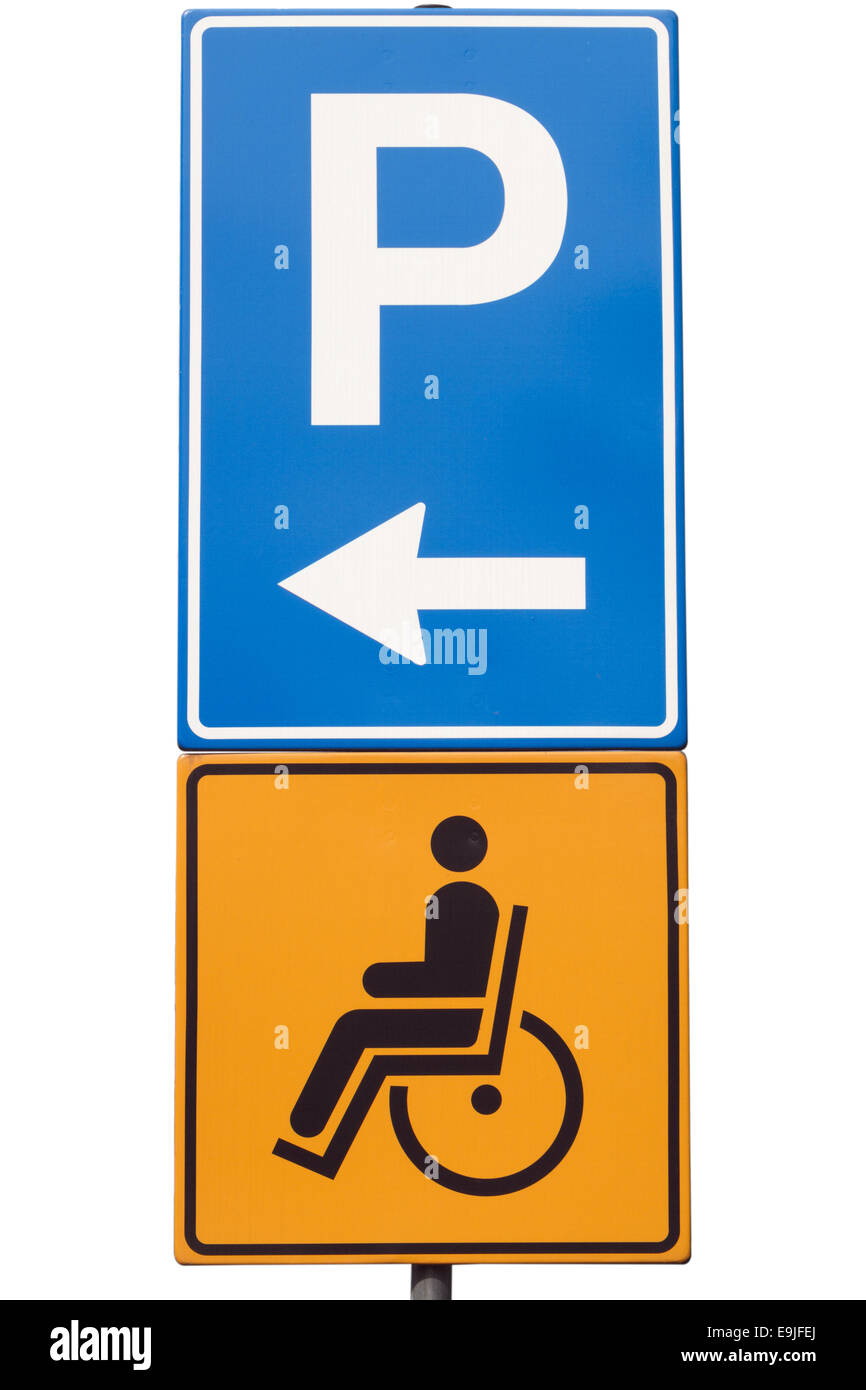 sign handicapped parking spot Stock Photo