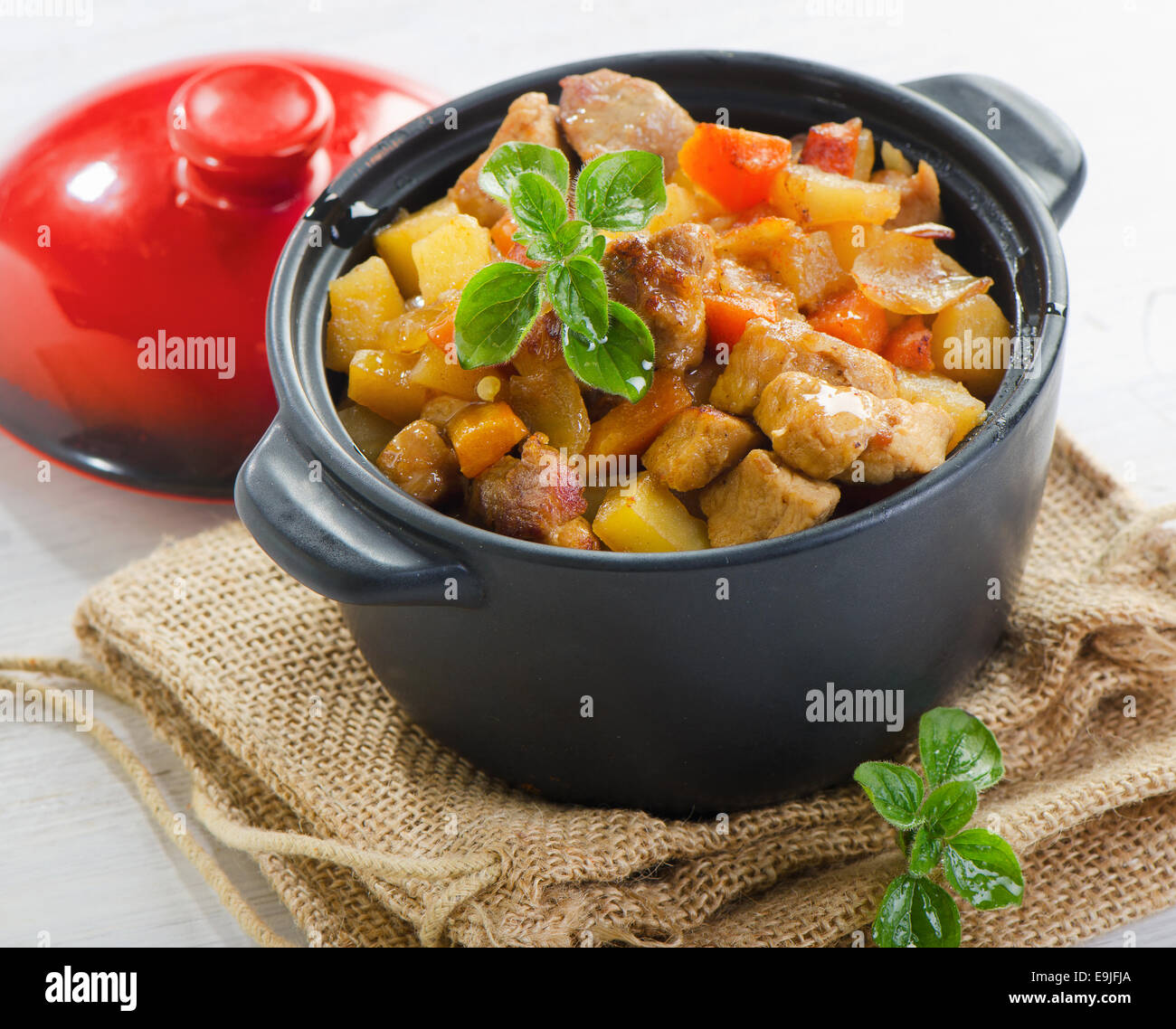 Vegetable and meat stew .Selective focus Stock Photo