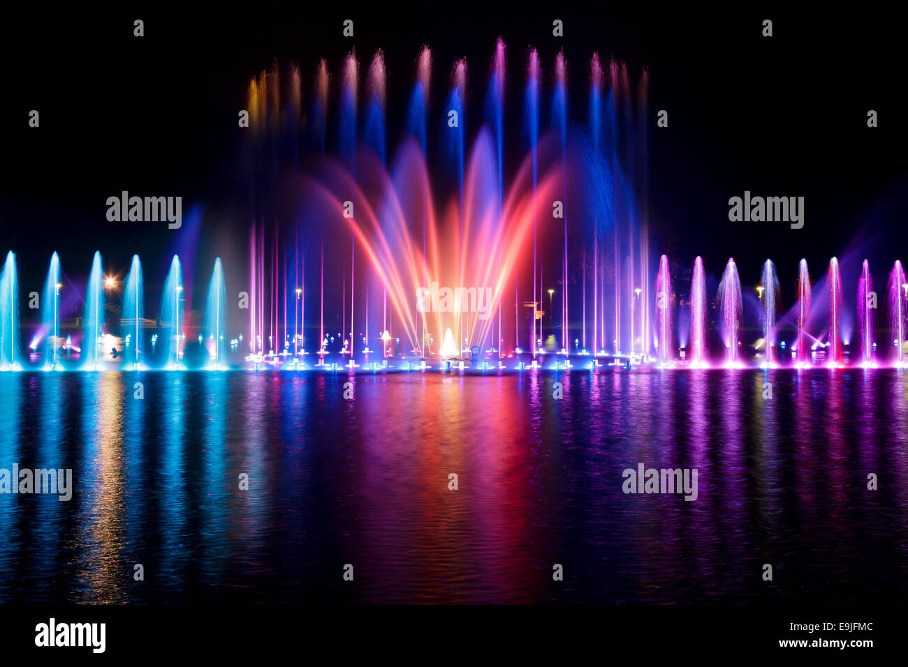 Multimedia Fountain at the Pergola, Centennial Hall, Wroclaw, Poland Stock Photo
