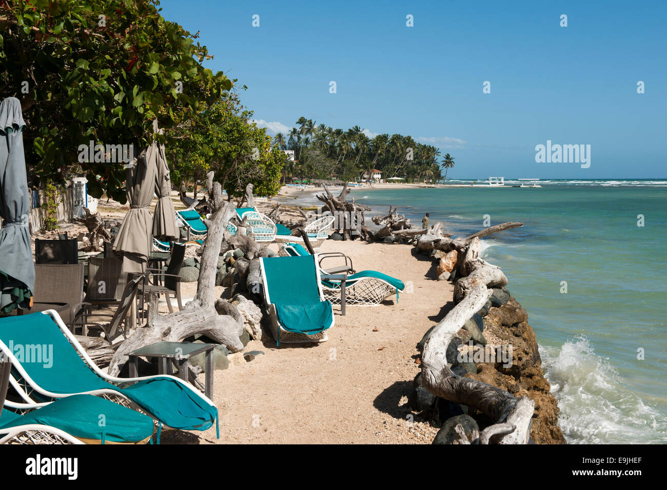 Dominikanische Republik, Osten, Juan Dolio, Guayacanes-Strand, Restaurant Deli Swiss Stock Photo