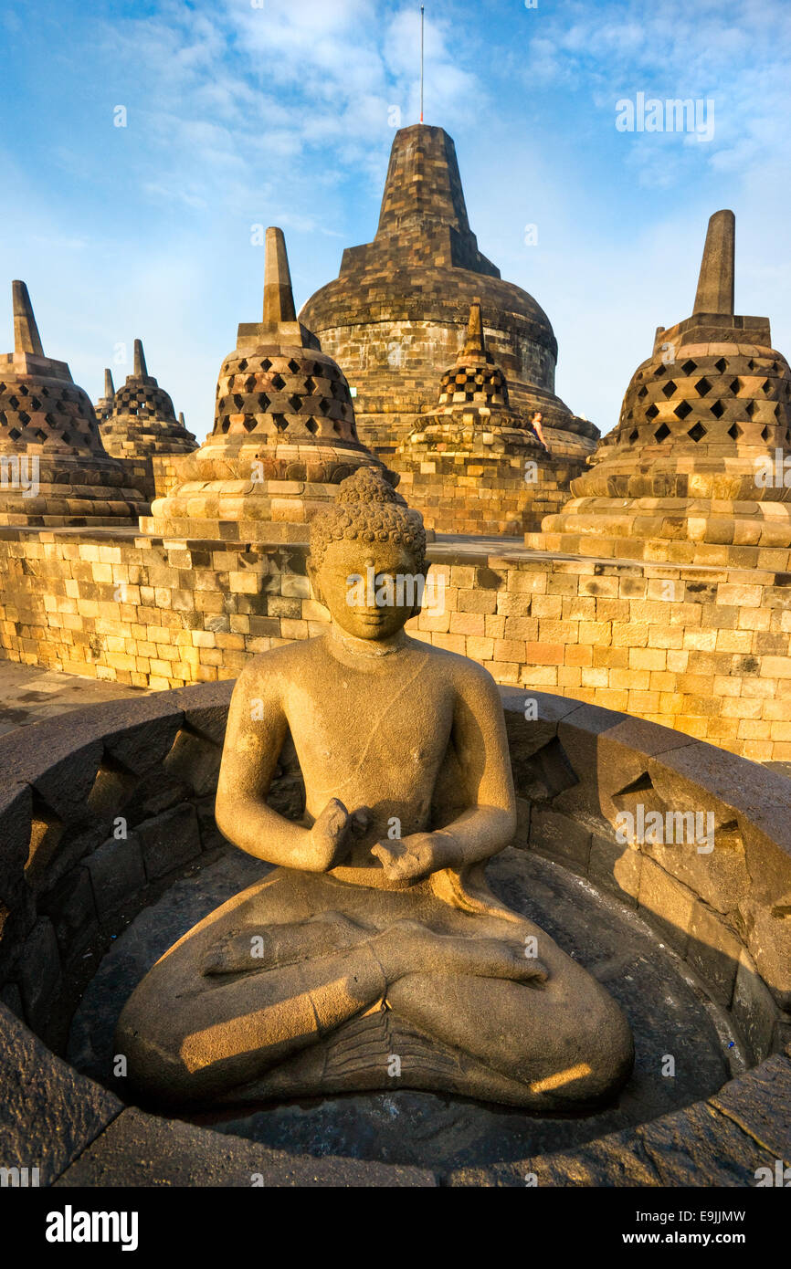 Borobudur Temple at sunset. Yogyakarta, Java, Indonesia. Stock Photo