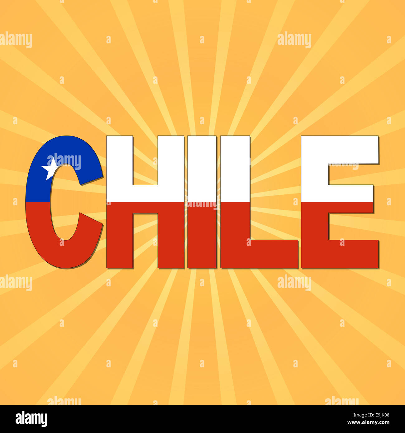 Chile flag text with sunburst illustration Stock Photo Alamy