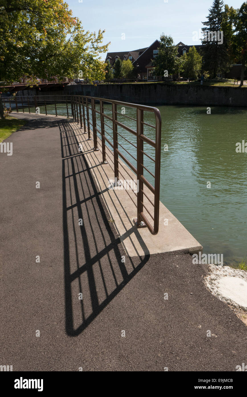 Railing along Erie Canal. Stock Photo