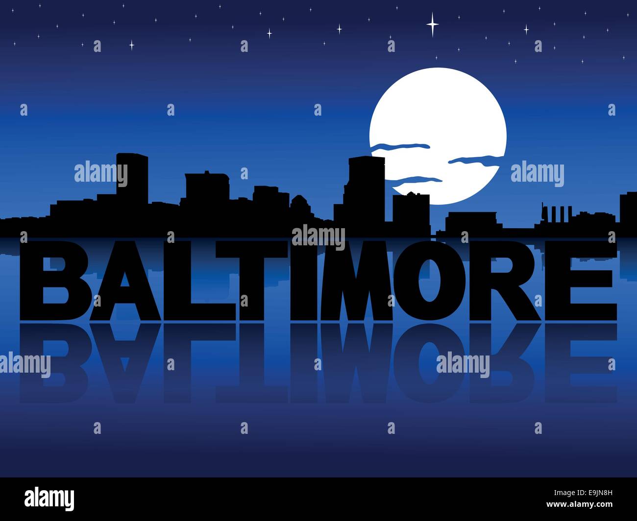 Baltimore skyline silhouette illustration Stock Vector Images - Alamy