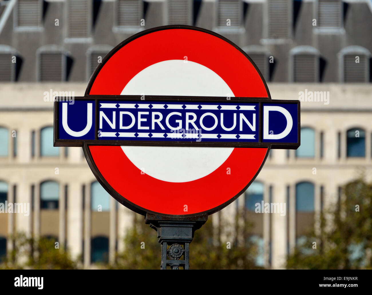 London, England, UK. London underground sign, Temple Station Stock Photo