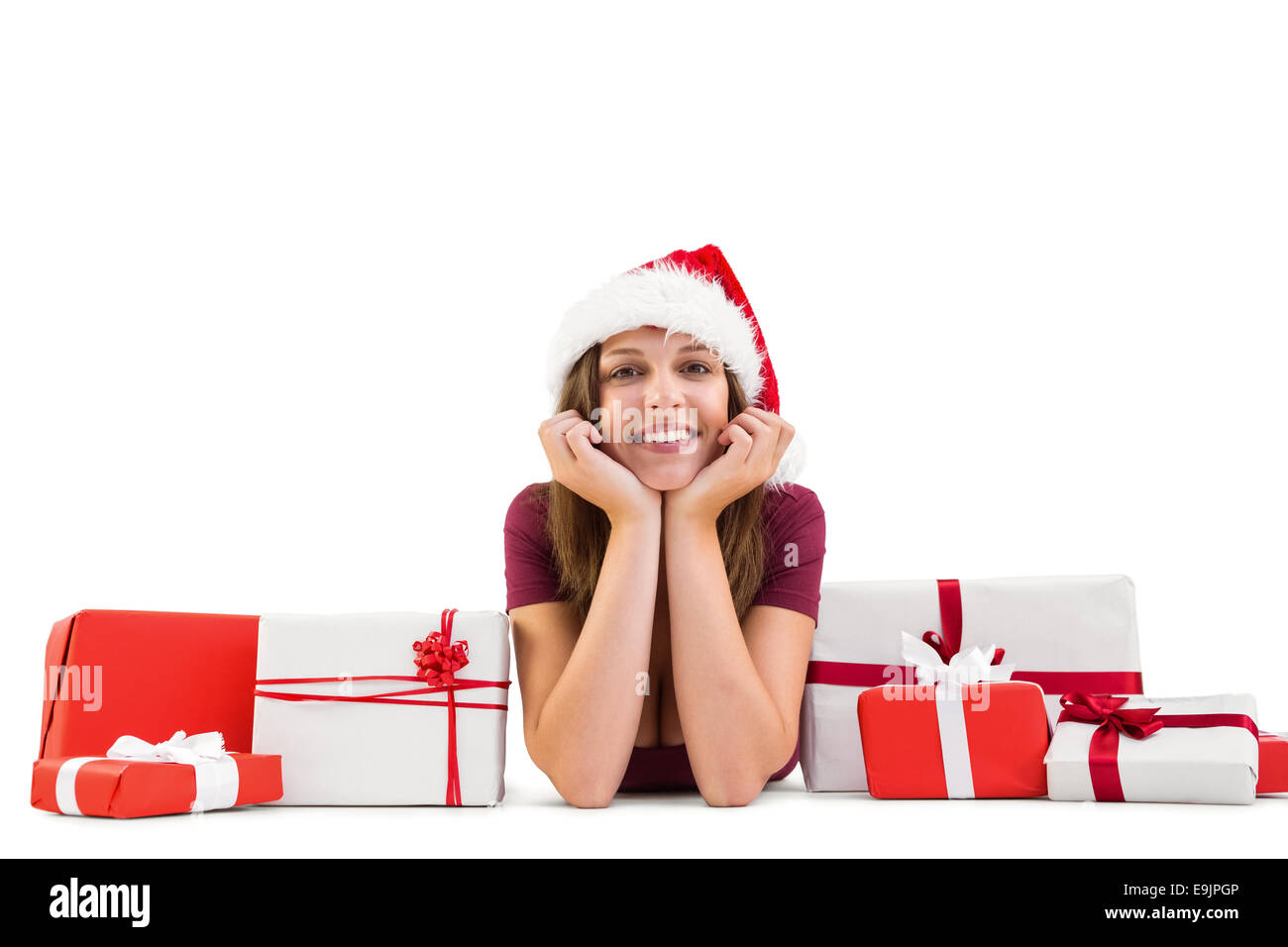Brunette girl lying on floor hi-res stock photography and images - Alamy