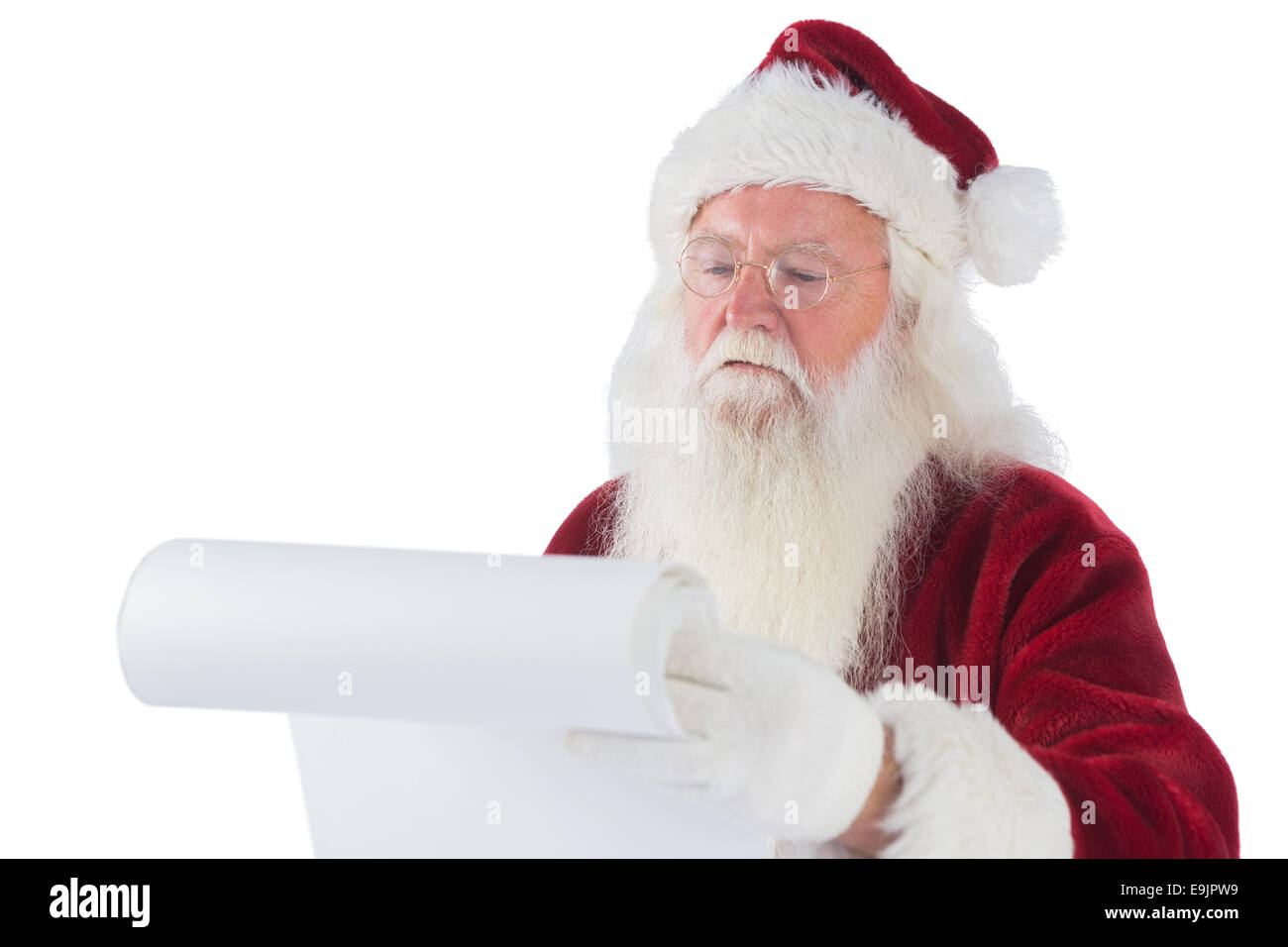 Santa Claus reads a list Stock Photo