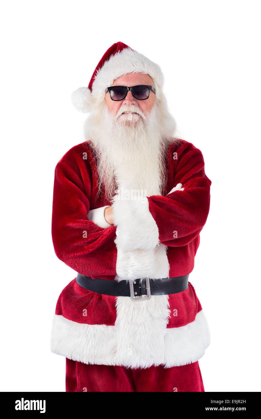 Santa Claus wears black sunglasses Stock Photo