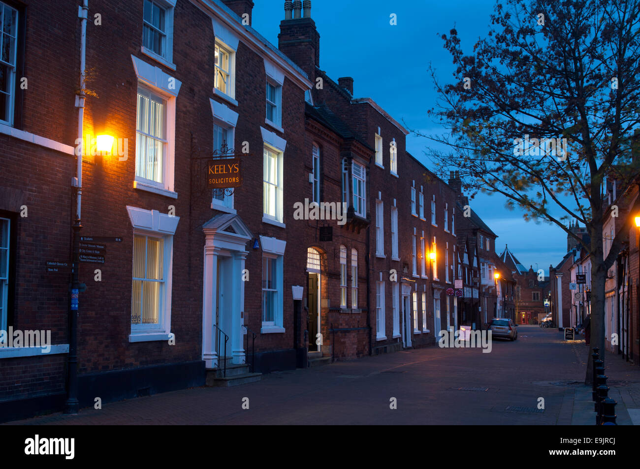 Dam Street at dusk, Lichfield, Staffordshire, England, UK Stock Photo