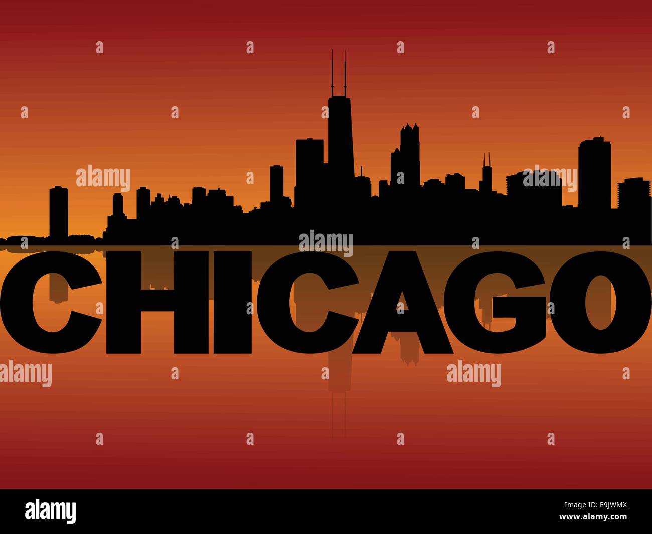 Chicago skyline at sunset Stock Vector Images - Alamy