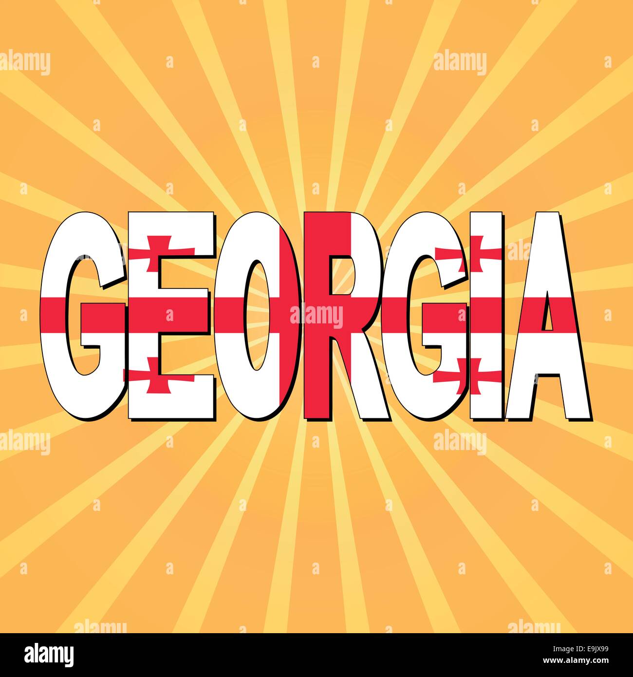 Georgia flag text with sunburst illustration Stock Vector