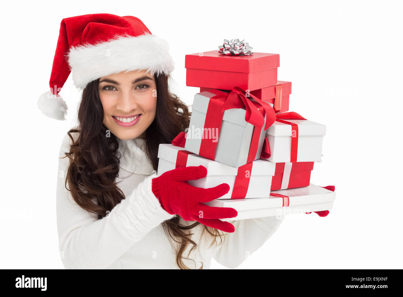 Santa holding pile gifts hi-res stock photography and images - Alamy