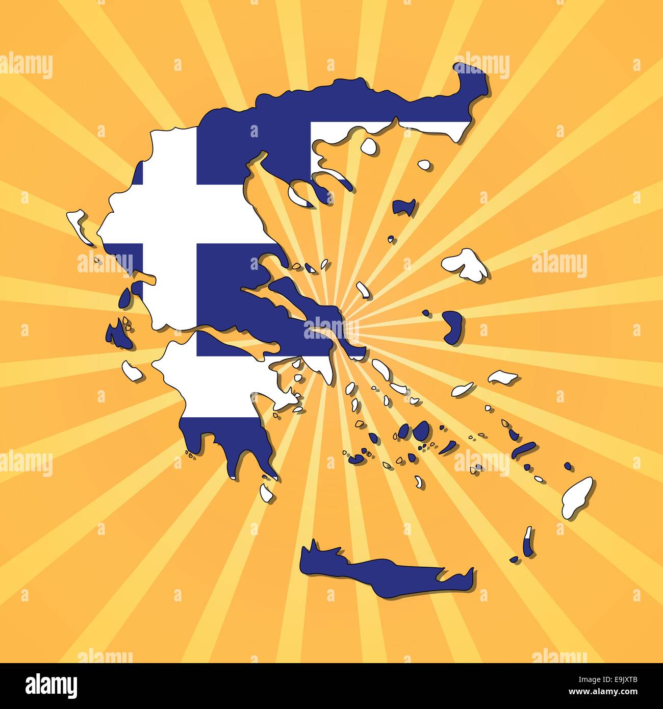 Greece map flag on sunburst illustration Stock Vector Image & Art - Alamy