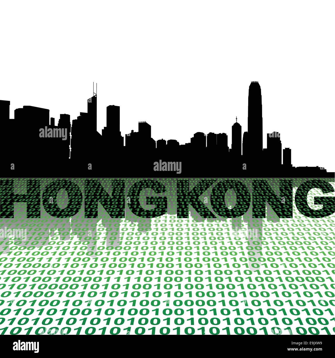 Hong Kong skyline with binary foreground vector illustration Stock ...