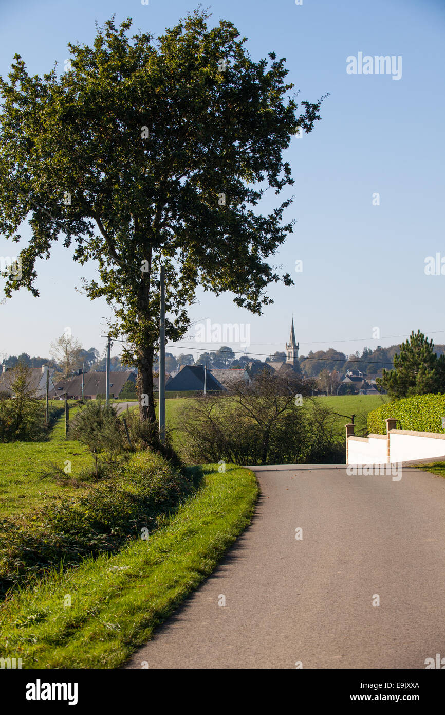 Calm and pleasant view of Saint-Barnabe village from afar Stock Photo
