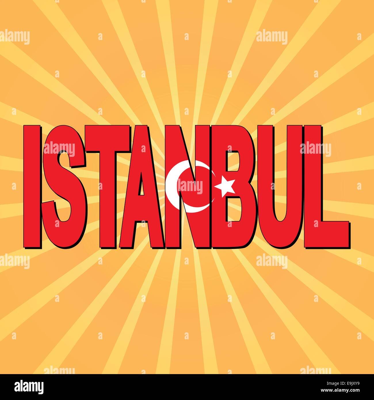 Istanbul flag text with sunburst illustration Stock Vector Image & Art